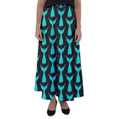 Blue Mermaid Tail Black Flared Maxi Skirt by ConteMonfrey