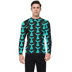 Blue Mermaid Tail Black Men s Long Sleeve Rash Guard by ConteMonfrey