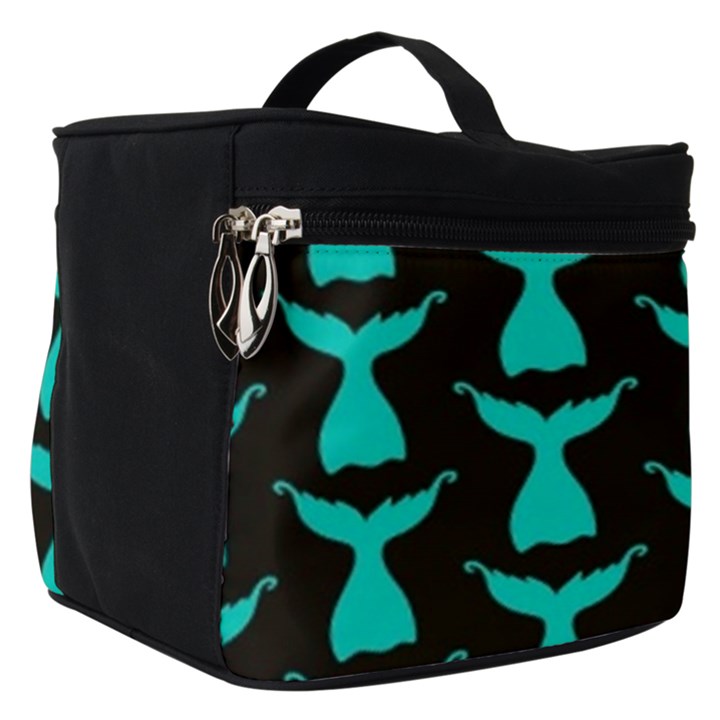 Blue Mermaid Tail Black Make Up Travel Bag (Small)