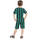 Blue Mermaid Tail Black Kids  Tee and Shorts Set View2