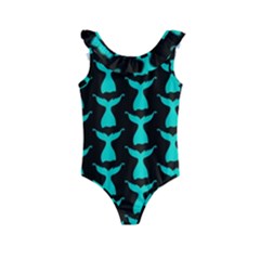 Blue Mermaid Tail Black Kids  Frill Swimsuit by ConteMonfrey