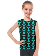 Blue Mermaid Tail Black Kids  Mesh Tank Top by ConteMonfrey