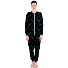 Blue Mermaid Tail Black Neon Onepiece Jumpsuit (ladies) by ConteMonfrey