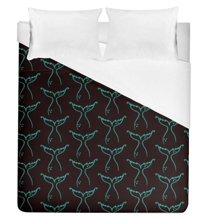 Blue Mermaid Tail Black Neon Duvet Cover (Queen Size)