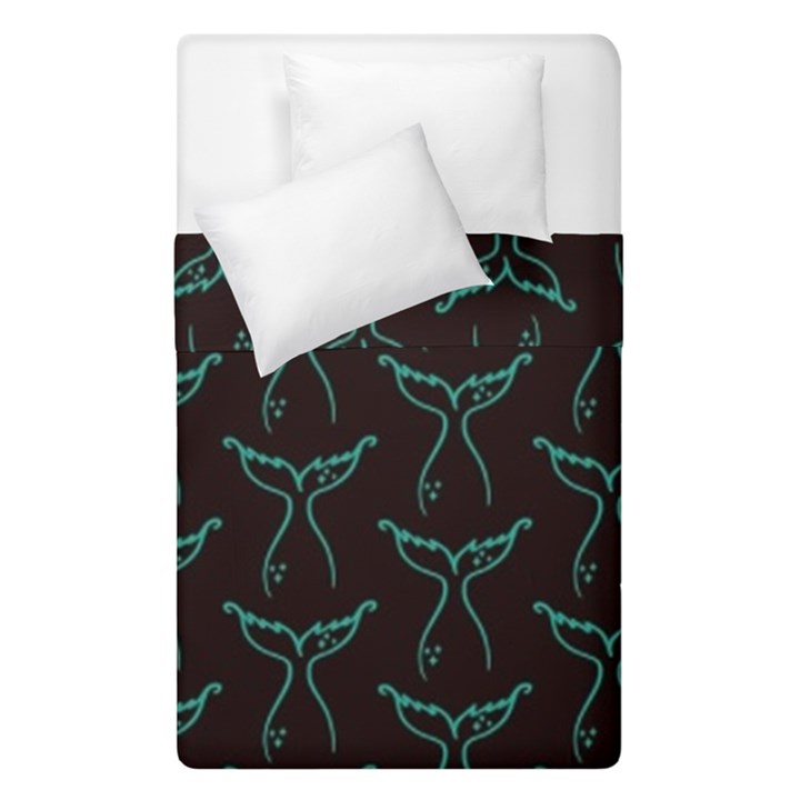 Blue Mermaid Tail Black Neon Duvet Cover Double Side (Single Size)