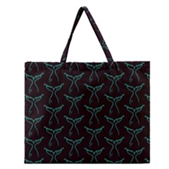 Blue Mermaid Tail Black Neon Zipper Large Tote Bag by ConteMonfrey