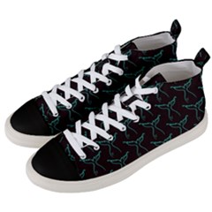 Blue Mermaid Tail Black Neon Men s Mid-top Canvas Sneakers by ConteMonfrey