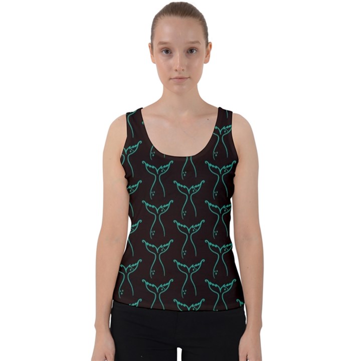 Blue Mermaid Tail Black Neon Velvet Tank Top