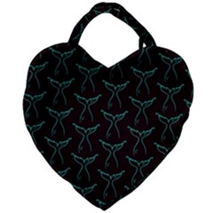 Blue Mermaid Tail Black Neon Giant Heart Shaped Tote by ConteMonfrey