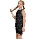 Blue Mermaid Tail Black Neon Kids  Halter Collar Waist Tie Chiffon Dress View2