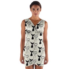 Black And White Mermaid Tail Wrap Front Bodycon Dress by ConteMonfrey