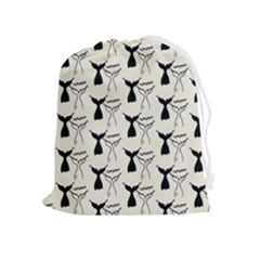 Black And White Mermaid Tail Drawstring Pouch (xl) by ConteMonfrey