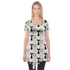 Black And White Mermaid Tail Short Sleeve Tunic  by ConteMonfrey