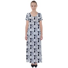 Black And White Mermaid Tail High Waist Short Sleeve Maxi Dress by ConteMonfrey