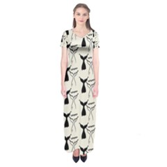 Black And White Mermaid Tail Short Sleeve Maxi Dress by ConteMonfrey