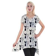 Black And White Mermaid Tail Short Sleeve Side Drop Tunic by ConteMonfrey