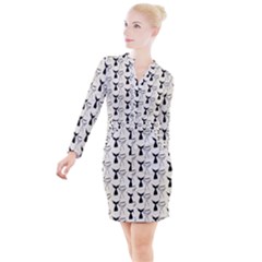 Black And White Mermaid Tail Button Long Sleeve Dress by ConteMonfrey