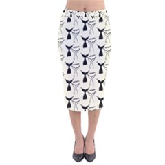 Black And White Mermaid Tail Velvet Midi Pencil Skirt by ConteMonfrey