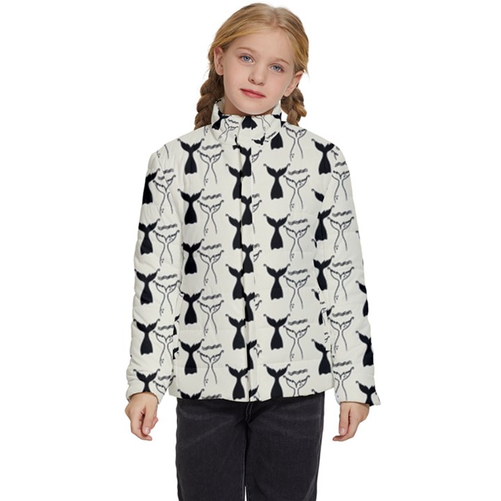 Black And White Mermaid Tail Kids  Puffer Bubble Jacket Coat