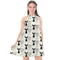 Black And White Mermaid Tail Halter Neckline Chiffon Dress  by ConteMonfrey