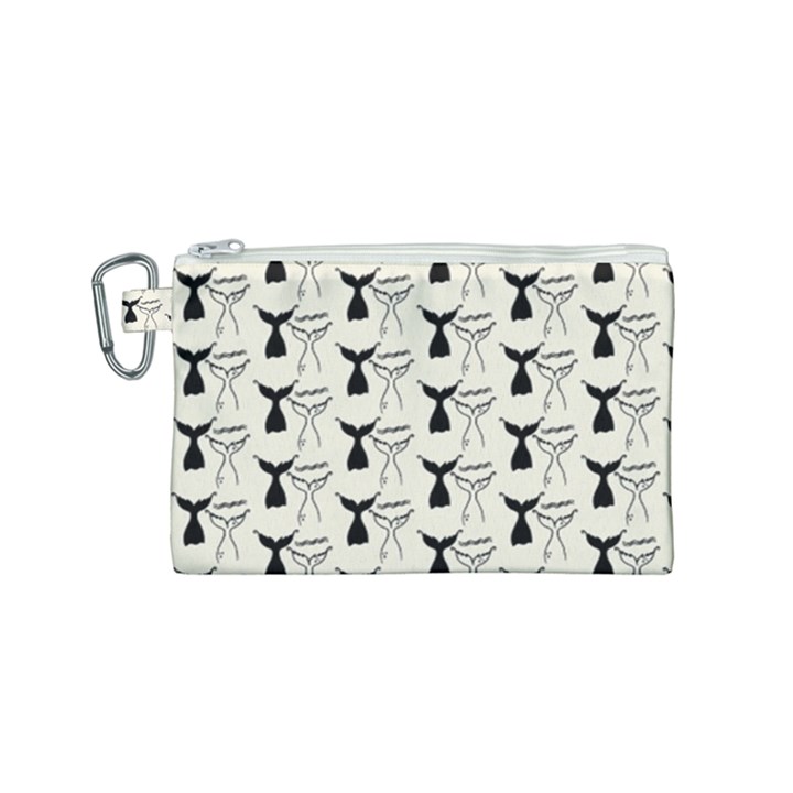 Black And White Mermaid Tail Canvas Cosmetic Bag (Small)