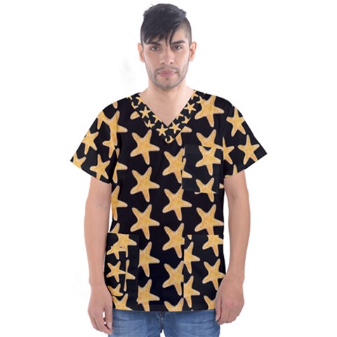 Starfish Minimalist  Men s V-neck Scrub Top by ConteMonfrey