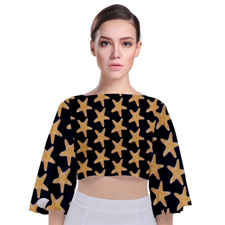 Starfish Minimalist  Tie Back Butterfly Sleeve Chiffon Top