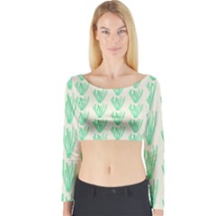 Watercolor Seaweed Long Sleeve Crop Top by ConteMonfrey