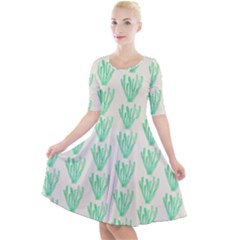 Watercolor Seaweed Quarter Sleeve A-line Dress by ConteMonfrey