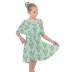 Watercolor Seaweed Kids  Shoulder Cutout Chiffon Dress by ConteMonfrey