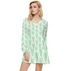 Watercolor Seaweed Tiered Long Sleeve Mini Dress by ConteMonfrey