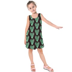 Watercolor Seaweed Black Kids  Sleeveless Dress by ConteMonfrey