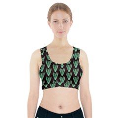 Watercolor Seaweed Black Sports Bra With Pocket by ConteMonfrey