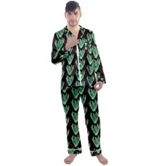 Watercolor Seaweed Black Men s Long Sleeve Satin Pajamas Set by ConteMonfrey