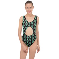 Watercolor Seaweed Black Center Cut Out Swimsuit by ConteMonfrey