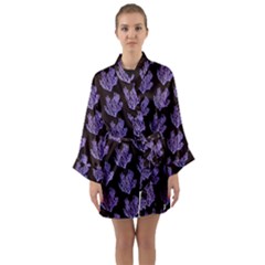 Black Seaweed Long Sleeve Satin Kimono by ConteMonfrey