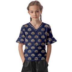 Cute Sea Shells  Kids  V-neck Horn Sleeve Blouse by ConteMonfrey