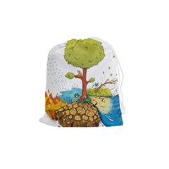 Natural Disaster Flood Earthquake Drawstring Pouch (medium) by Jancukart