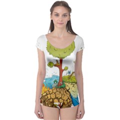 Natural Disaster Flood Earthquake Boyleg Leotard 