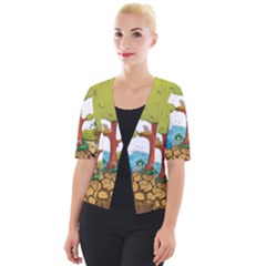 Natural Disaster Flood Earthquake Cropped Button Cardigan