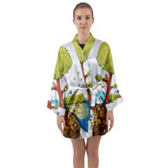 Natural Disaster Flood Earthquake Long Sleeve Satin Kimono