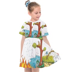 Natural Disaster Flood Earthquake Kids  Sailor Dress