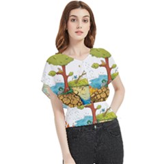 Natural Disaster Flood Earthquake Butterfly Chiffon Blouse