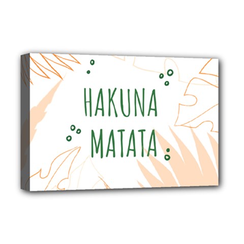 Hakuna Matata Tropical Leaves With Inspirational Quote Deluxe Canvas 18  X 12  (stretched)