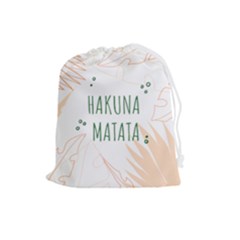 Hakuna Matata Tropical Leaves With Inspirational Quote Drawstring Pouch (large) by Jancukart