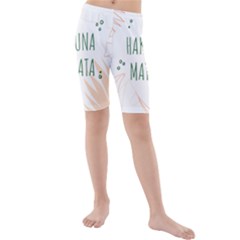 Hakuna Matata Tropical Leaves With Inspirational Quote Kids  Mid Length Swim Shorts