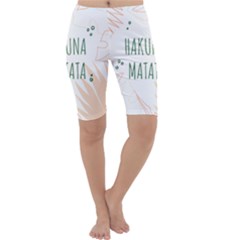 Hakuna Matata Tropical Leaves With Inspirational Quote Cropped Leggings 