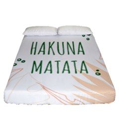 Hakuna Matata Tropical Leaves With Inspirational Quote Fitted Sheet (queen Size)