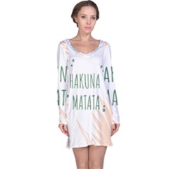 Hakuna Matata Tropical Leaves With Inspirational Quote Long Sleeve Nightdress by Jancukart