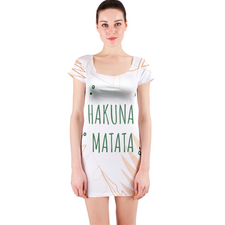 Hakuna Matata Tropical Leaves With Inspirational Quote Short Sleeve Bodycon Dress